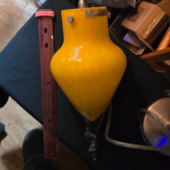 Vintage Murano?( style) Handcrafted Yellow Art Glass Pendant Light Fixture - Picture 2 of 9